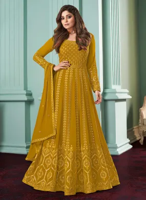 Yellow Badla Embroidered Bollywood Anarkali