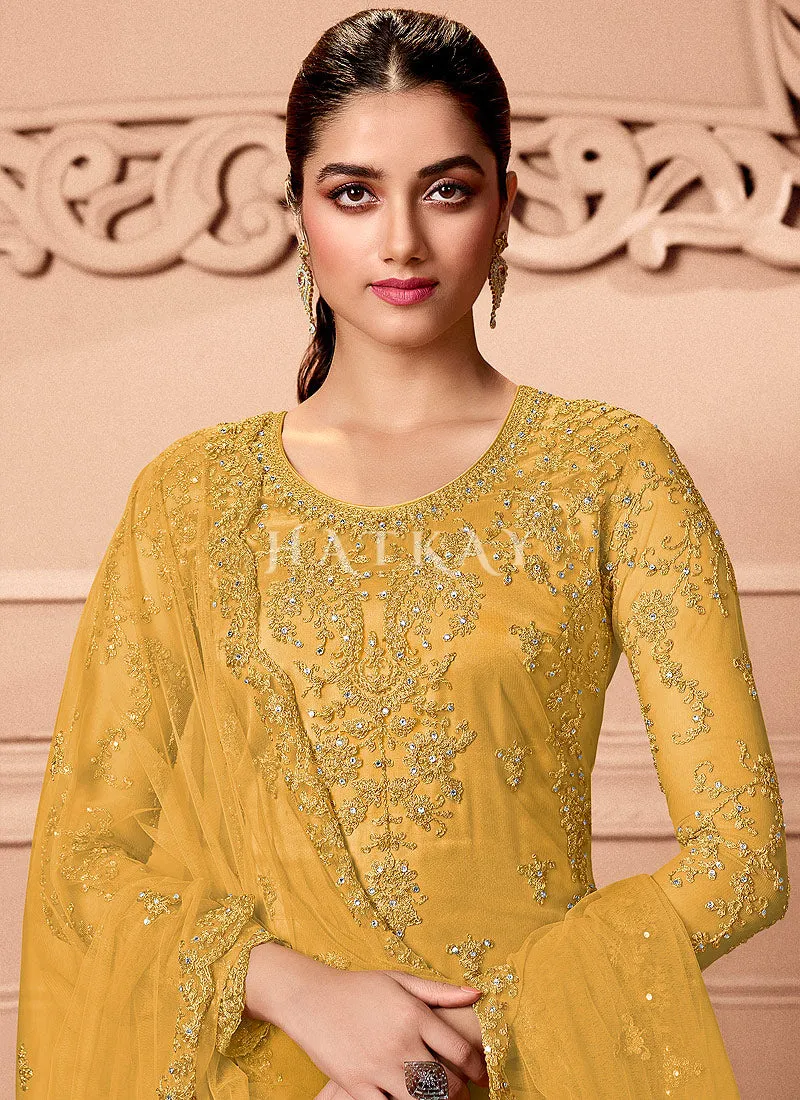 Yellow Embroidery Pakistani Pant Style Salwar Suit