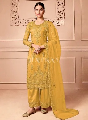 Yellow Embroidery Pakistani Pant Style Salwar Suit