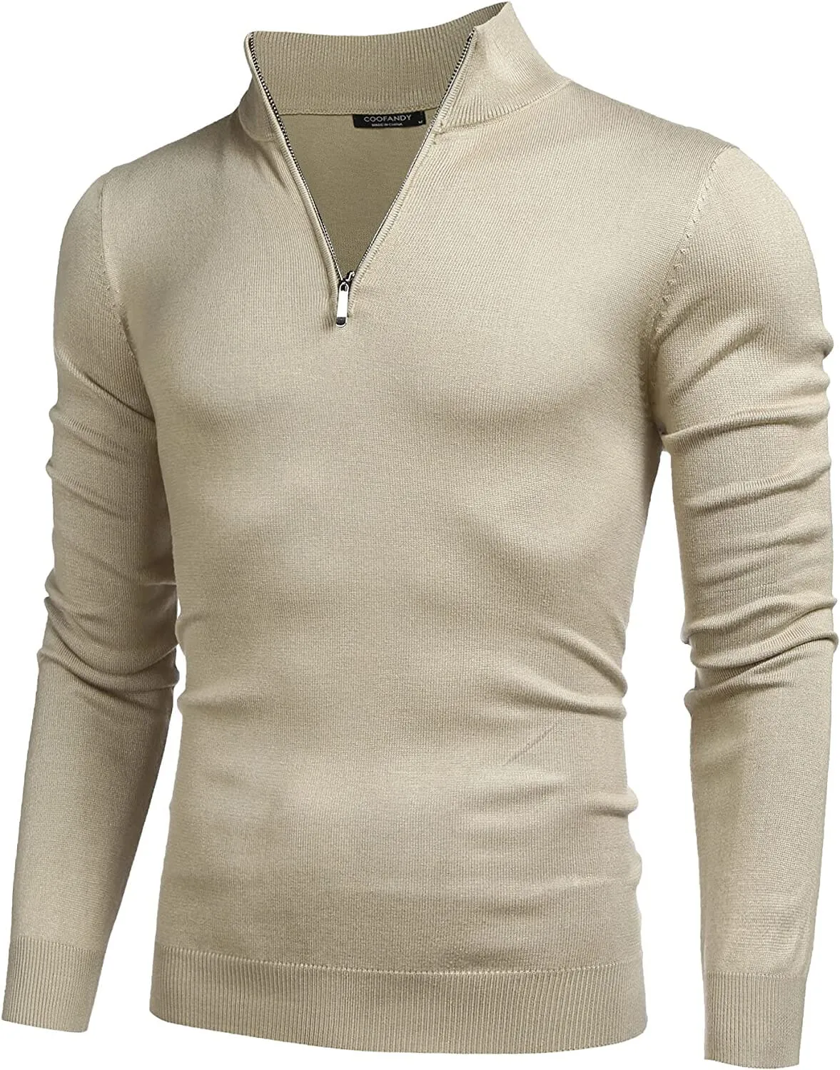 Zip Up Slim Fit Lightweight Pullover Polo Sweater (US Only)