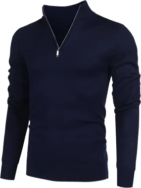 Zip Up Slim Fit Lightweight Pullover Polo Sweater (US Only)